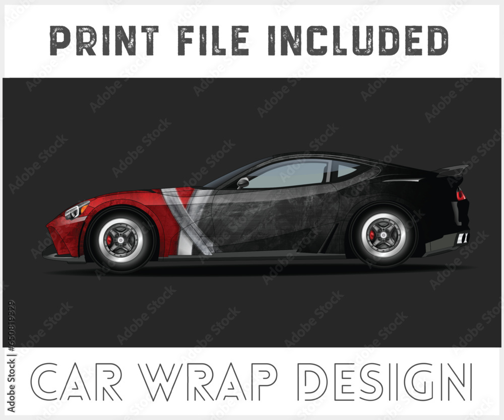 Vehicle wrap design vector. Graphic abstract stripe racing background kit designs for wrap race car