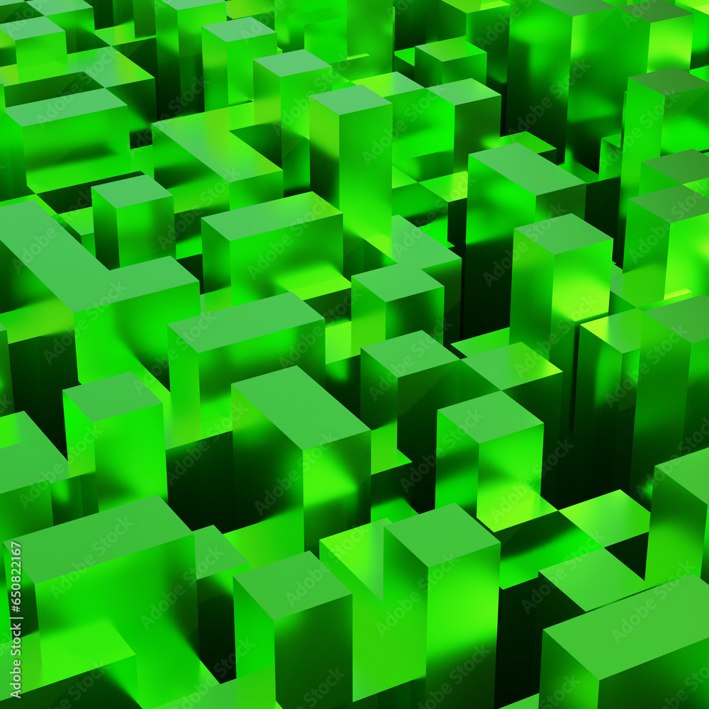 Obraz premium minimalist architectural green cubes 3d render