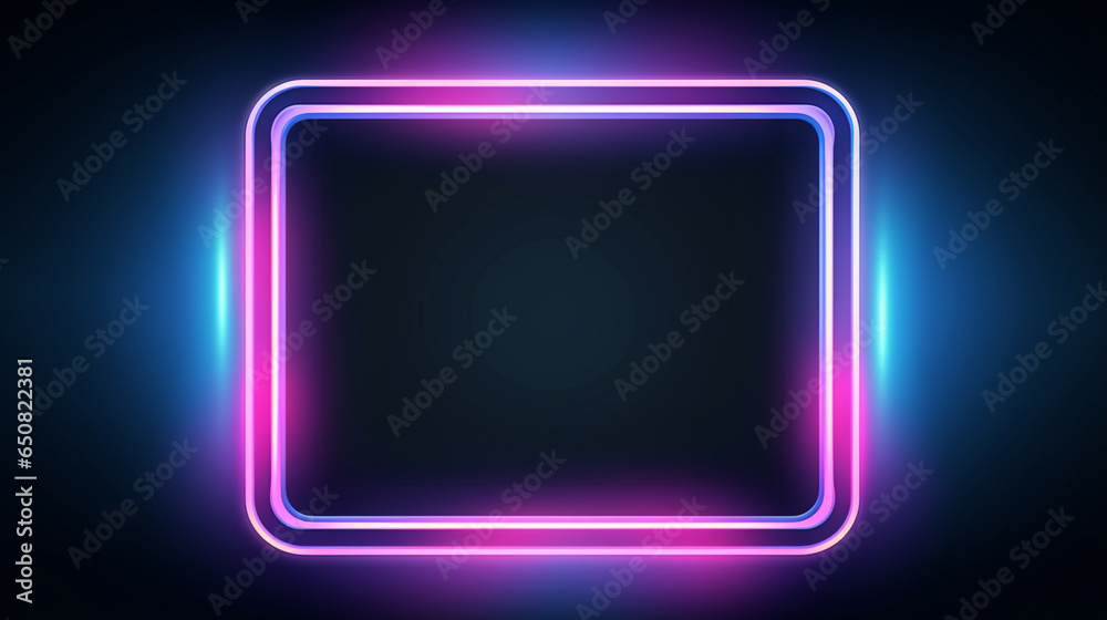 Neon frame with shining effects on dark background Neon frame with shining effects on dark background