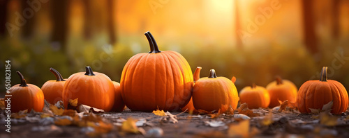 K  rbisse mit Fr  chten und Bl  ttern Herbst Halloween Ernte Hintergrund Productplacement Copyspace