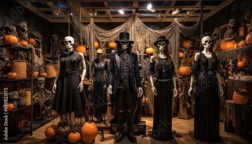 Photo of a room adorned with spooky Halloween decorations