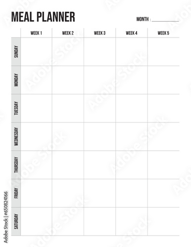 Monthly Meal Planner Printable, Menu Planner