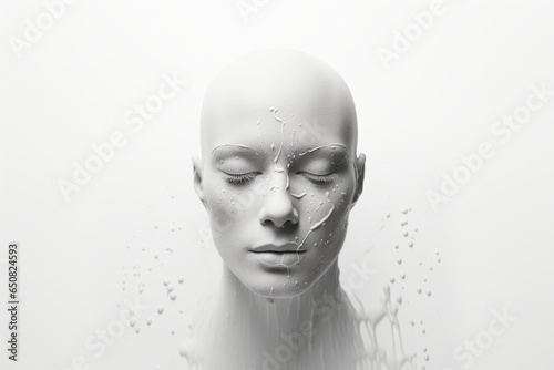 Surreal Mannequin with Water Elements.
Surreal image of a mannequin head with water details. photo