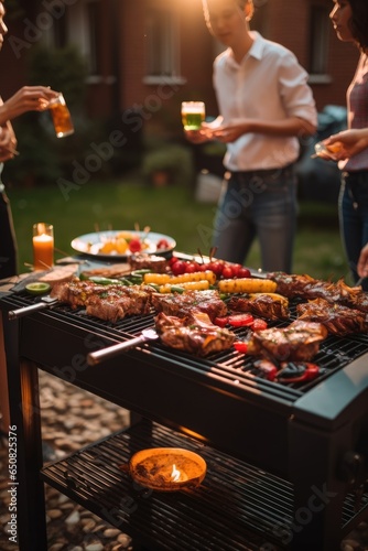 Family dinner, BBQ party. Generative AI