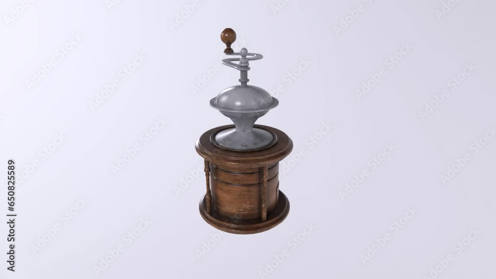 Coffee griender isolated on background rotating loop Coffee griender isolated on background rotating loop