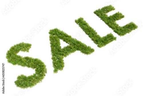 sale text made of plants  3D rendering with transparent background