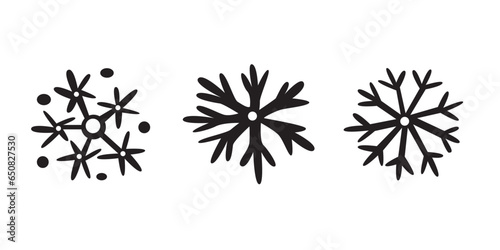 Fototapeta Naklejka Na Ścianę i Meble -  snowflakes doodle icon in black color