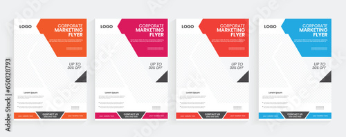 A4 size corporate business marketing flier vector design, Multipurpose A4 leaflet layout, Advertising A4 handout template, A4 brand identity flyer layout