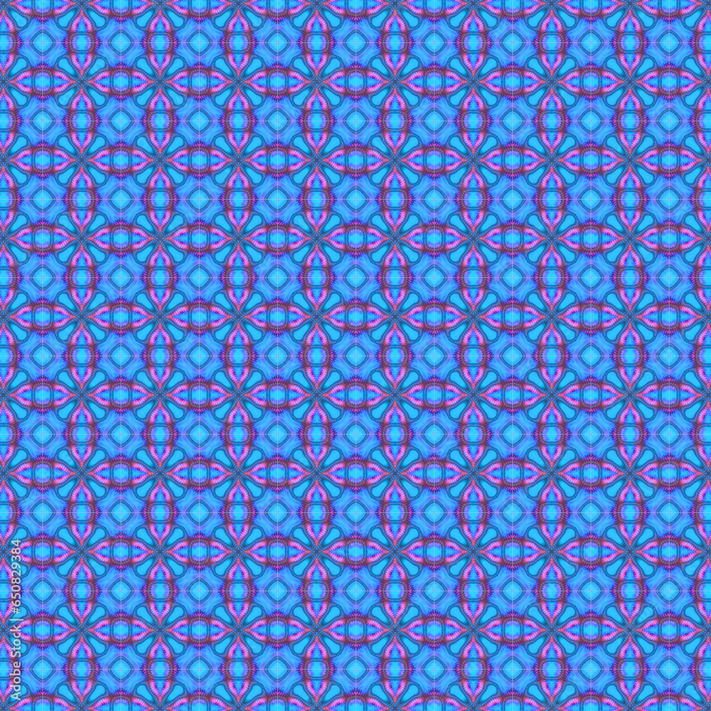 quadratische fläche aus 9x9 einzelnen nahtlos miteinander verbundenen quadraten gefüllt mit einem abstrakten vorwigend blauem muster, mosaik, teppich, 

