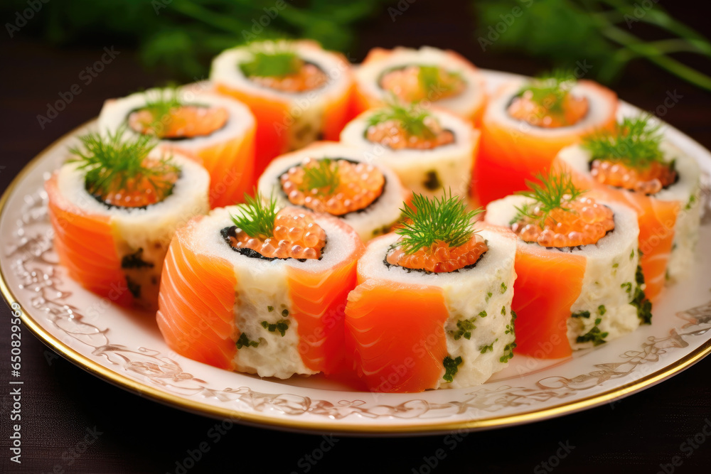 Exquisite Salmon and Caviar Rolls