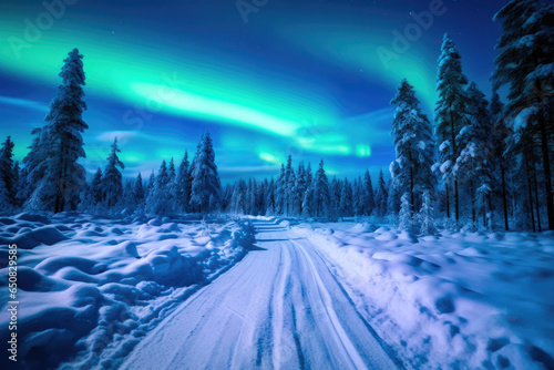 Aurora Borealis Magic: Winter's Radiant Display © AIproduction