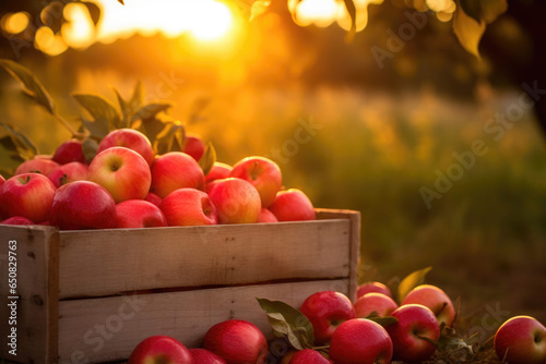 Golden Hour Harvest: Apples in a Crate