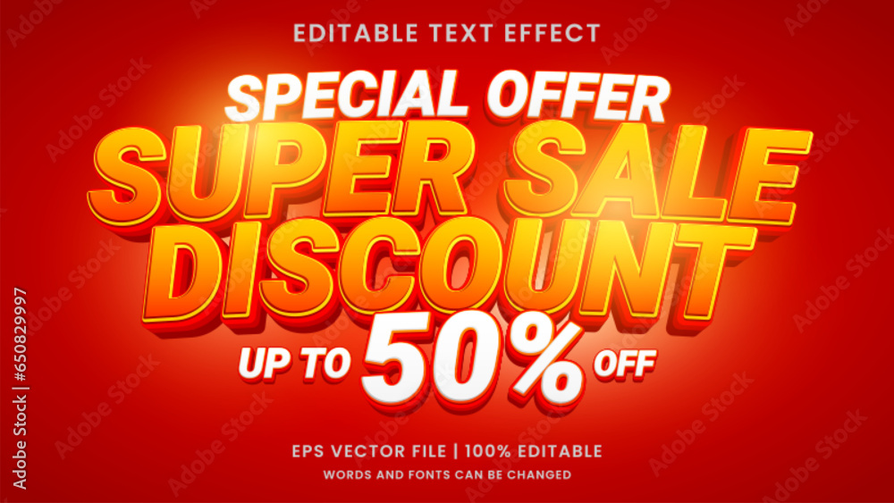 Super sale promo 3d editable text effect