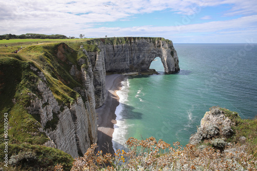 Aiguille Etretat cliff on the sea