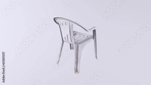 Plastic chair isolated on background rotating loop