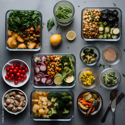 Healthy Meal Prep: Capture images of individuals preparing nutritious and well-balanced meals as they start the year with a focus on health and wellness. AI Generated