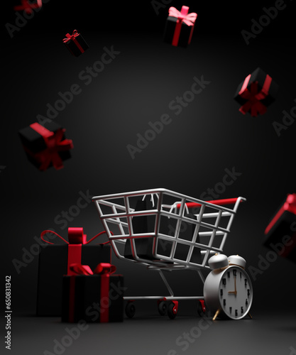 shopping cart with gift box Suitable for use as a Black Friday template