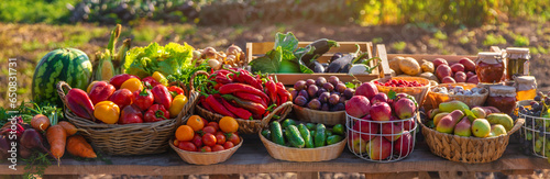 Fruits and vegetables at the farmers market. Selective focus.