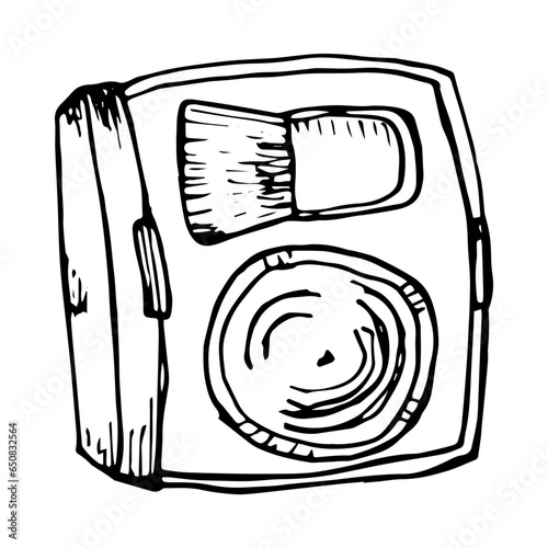 Set of shadows and a brush. Beauty and self-care. Hand drawn doodle illustration.