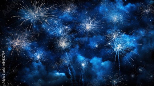 Fireworks at New Year in the night sky, Generative AI