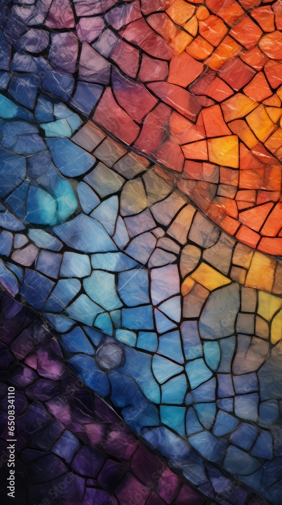 A vibrant and intricate mosaic design in close-up A vibrant and intricate mosaic design in close-up