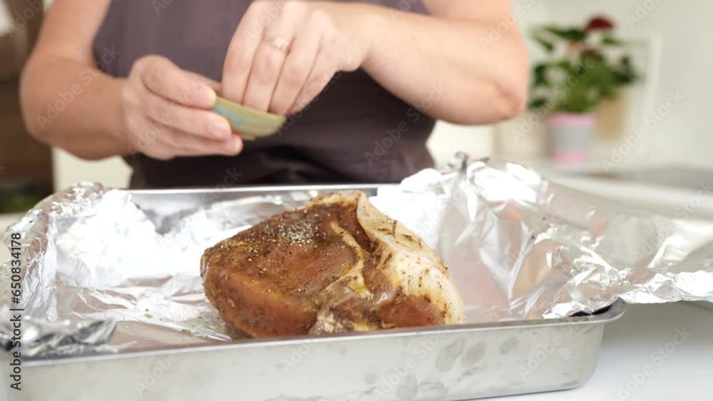 Step-by-step cooking meat with spices in oven Step-by-step cooking meat with spices in oven