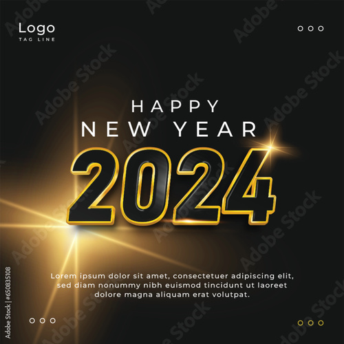 Happy new year 2024 design. With colorful truncated number illustrations. Brightly colored number 2024 reflecting the new year on white background. 