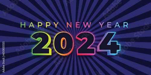 2024  Happy new year design. With colorful truncated number illustrations. New year 2024 celebration. Premium vector design for poster, banner, greeting.