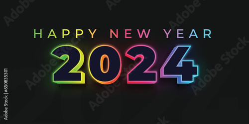 Happy new year 2024 design. With colorful number illustrations. Brightly colored number 2024 reflecting the new year on white background. 