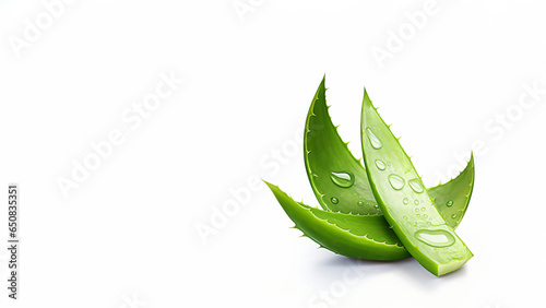 sliced aloe vera isolated on white background with copy space photo