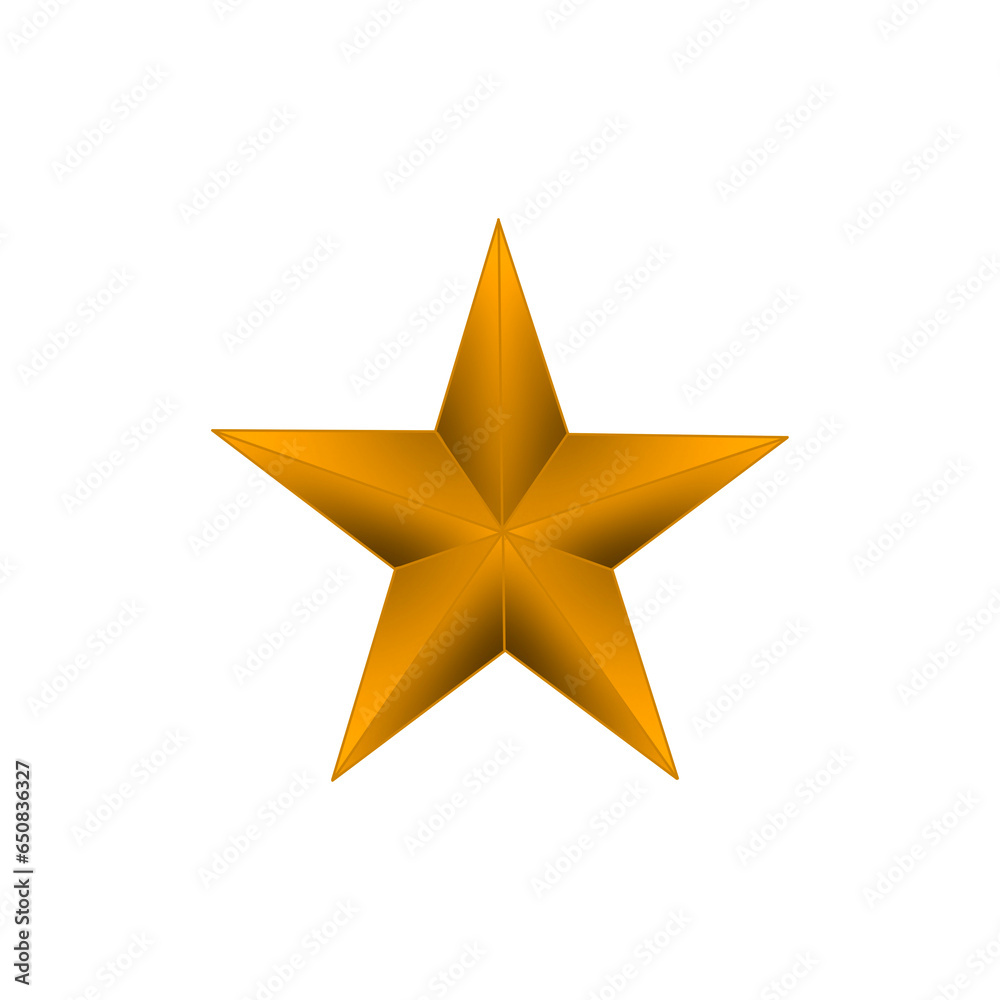 3d golden star.golden Five Pointed Star, Star Clipart, image with transparent background.