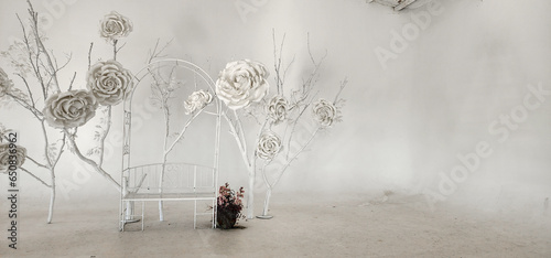 surreal white dreamy flower room