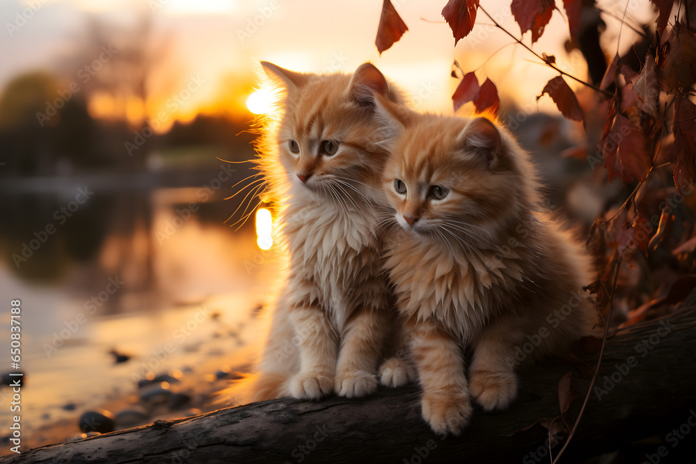 cats in the sunset