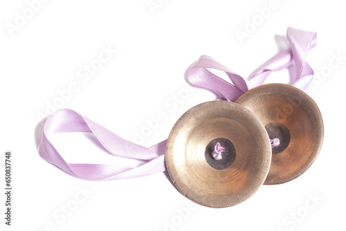 Hand cymbals isolated on white background. photo