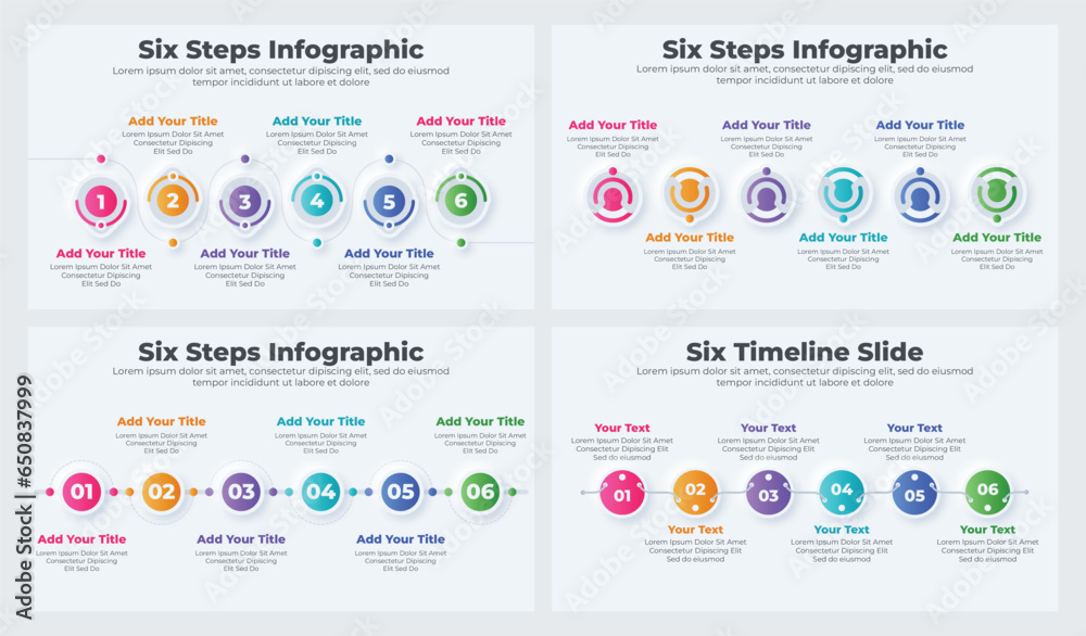 Vector business timeline infographics template with 6 steps