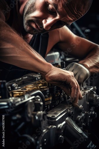 A mechanic is fixing an engine. Generative AI