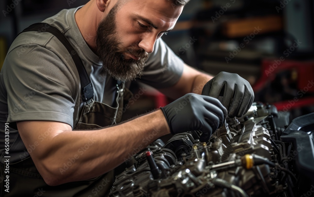 A mechanic is fixing an engine. Generative AI