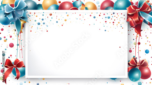 Birthday Card Template on White Background: Decorative Design, Celebration, Party, Greeting Card, Invitation, Special Occasion