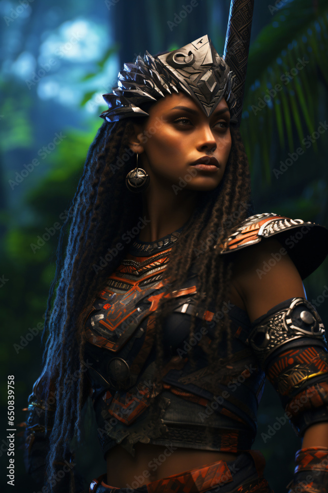 female tribal leader of jungle warrior people