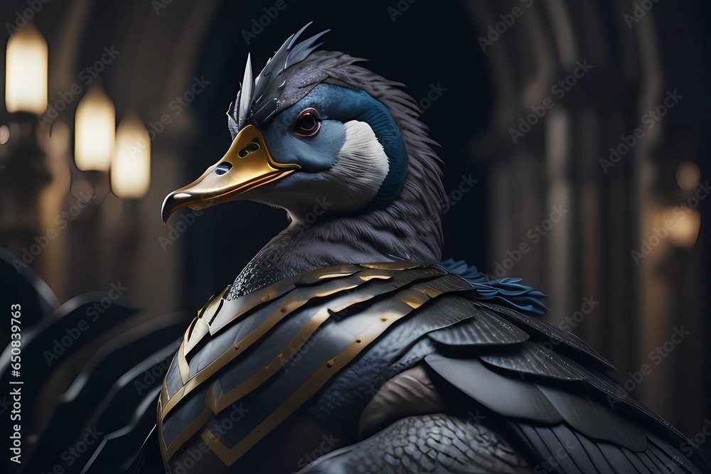 close up of a duck armor mode