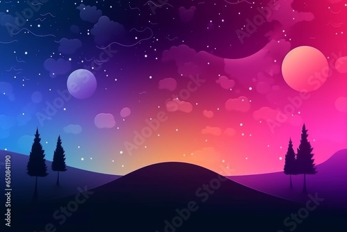 A serene night sky with twinkling stars and silhouetted trees