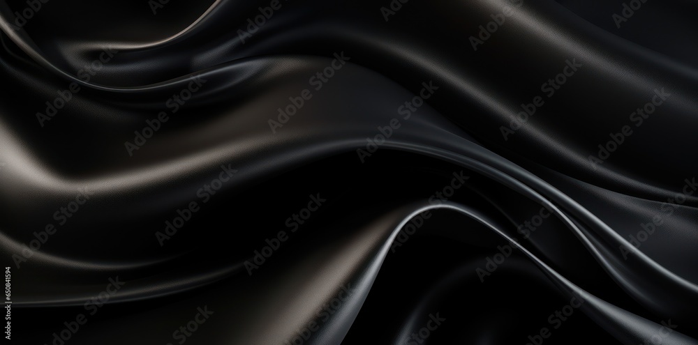 Obraz premium black silk background texture with subtle reflections, generative ai