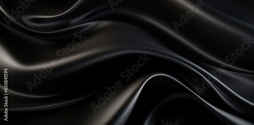 black silk background texture with subtle reflections, generative ai