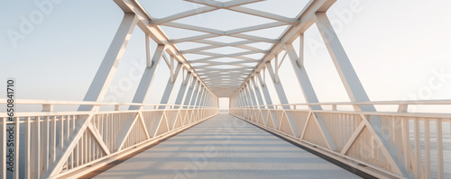 Minimalist bridge or walkway with stark lines and symmetry