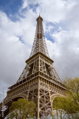 Paris, France - April 3 2019: View on Eiffel Tower in Paris from below © Lexcard91