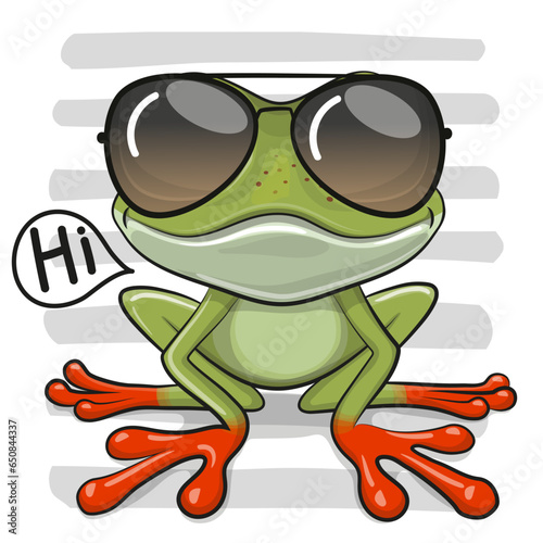 Cute Cartoon Frog in sun glasses