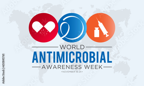 Vector illustration on the theme of world antibiotic awareness week observed every year in during november 18 to 24. World antimicrobial awareness week template for banner, poster with background.