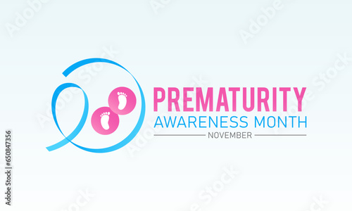 Prematurity awareness month is observed every year in november. November is national prematurity awareness month. Vector template for banner, greeting card, poster with background.