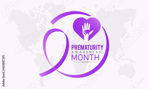 Prematurity awareness month is observed every year in november. November is national prematurity awareness month. Vector template for banner, greeting card, poster with background.