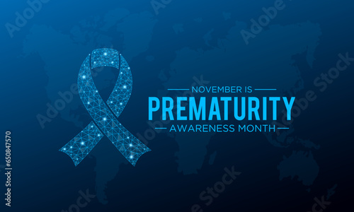 Prematurity awareness month is observed every year in november. November is national prematurity awareness month. Vector template for banner, greeting card, poster with background.